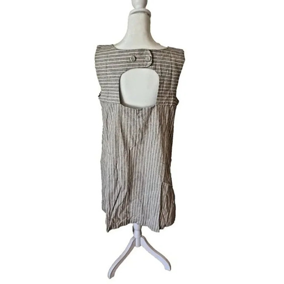 Large Hayden Brand NWT Brown White‎ Stripped Cotton Guazy Casual Sheath Dress - Picture 4 of 6